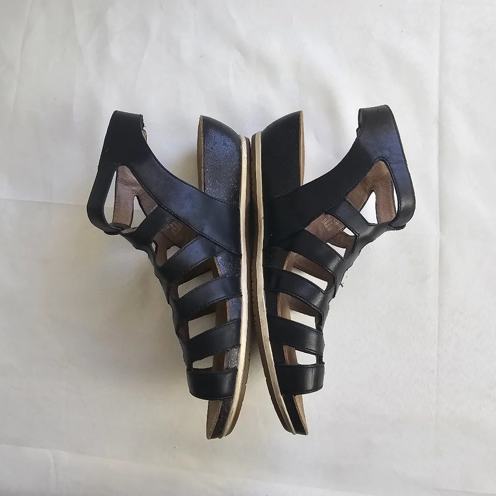 Dansko Valentina Caged Wedge Sandals Black Leather Women’s EU 40 US 9.5–10